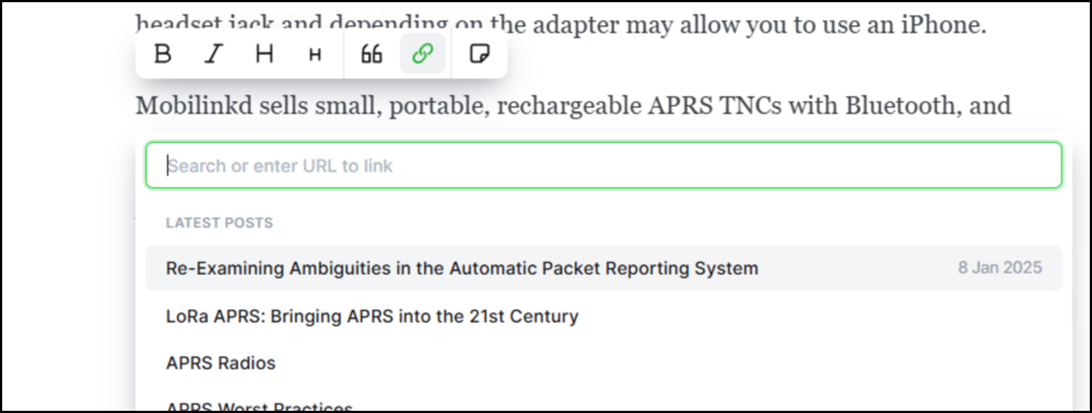 Hyperlinks - How APRS Works - Other Posts on How APRS Works